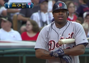 Delmon Young's fine mustache. Image captured from Fox Sports Detroit
