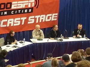 Radio broadcaster Cory Provus interviews Twins execs Terry Ryan, Jim Pohlad and Dave St. Peter