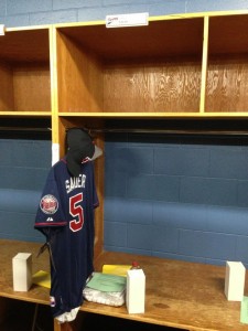 My locker at Twins Fantasy Camp. :D We are in the Minor League facility at the Lee County Sports Complex. photo credit: Corey Sauer