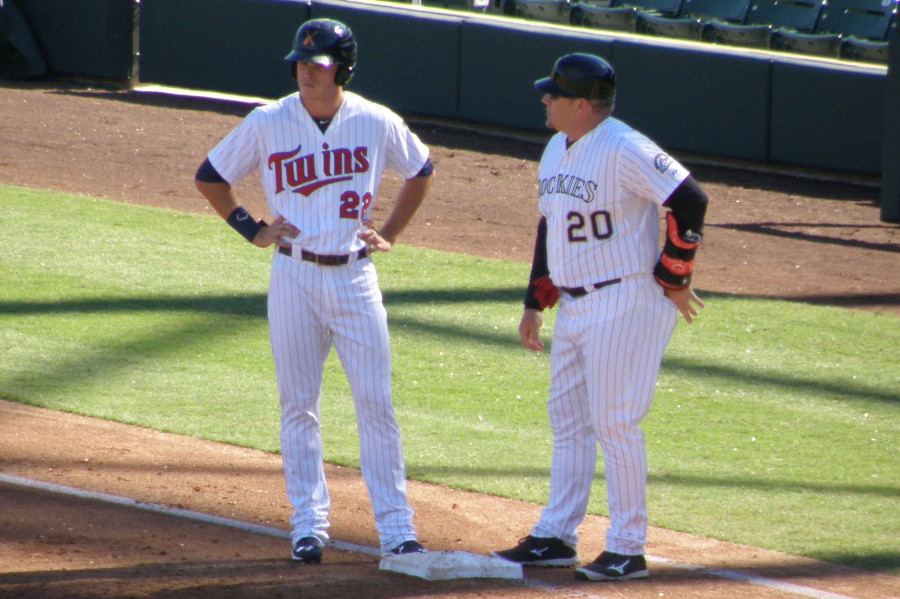 Max Kepler and base coach Darin Everson (Rockies)