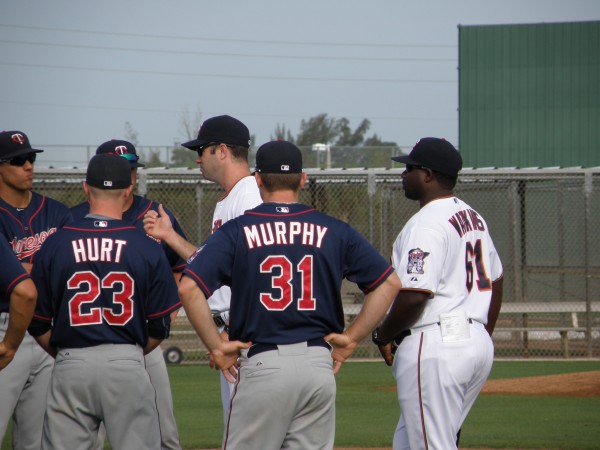 Jake Mauer and Tommy Watkins with early morning instructions