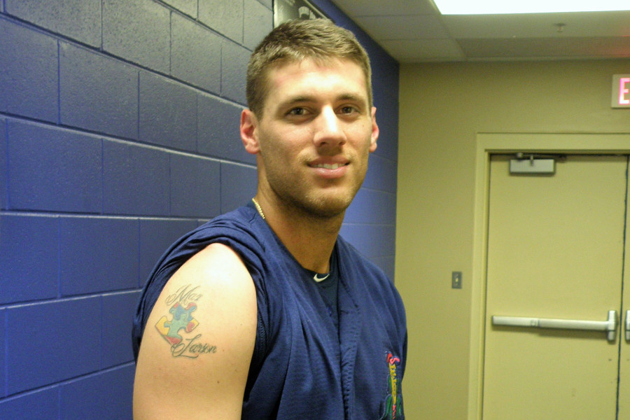 Zack Larson  carries brother Max's name with him via the tattoo on his arm. (Photo: SD Buhr)