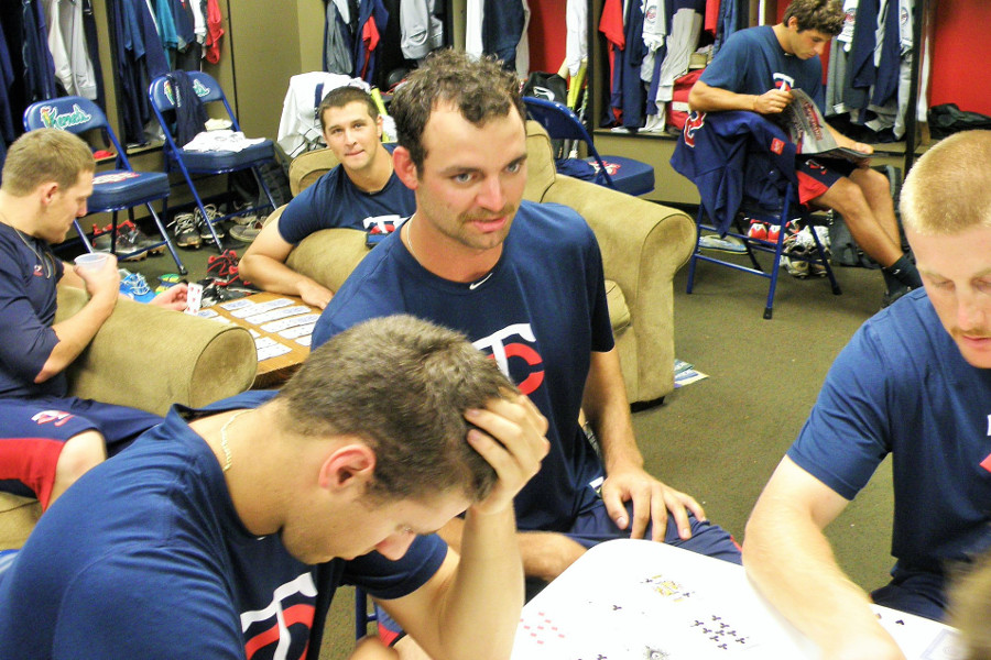 Randy LeBlanc during a clubhouse card game (Photoa: SD Buhr)