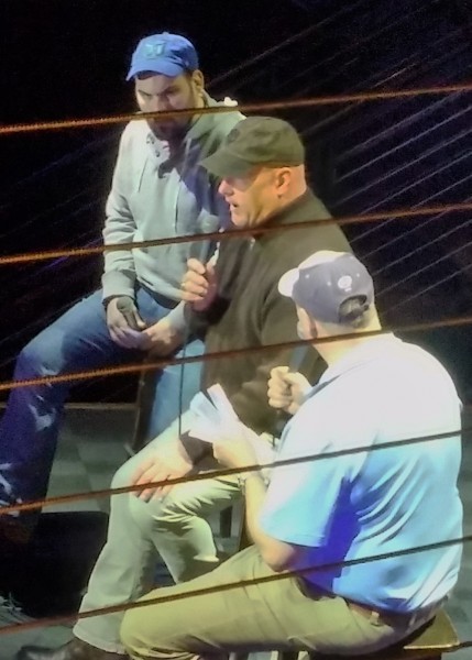 Paul Lambert (L) and John Bonnes (R) interview former Twins catcher Tim Laudner (center)